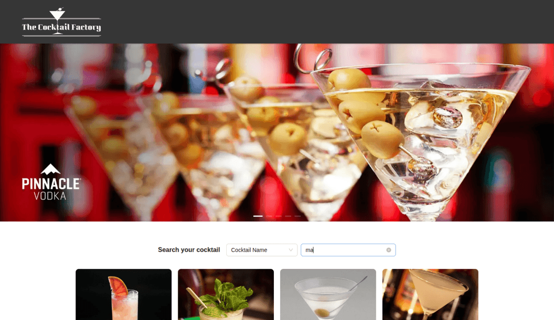 The Cocktail Factory website image
