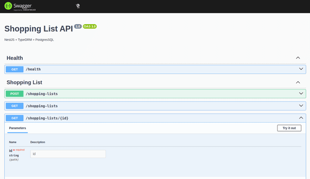 Shopping List API website image